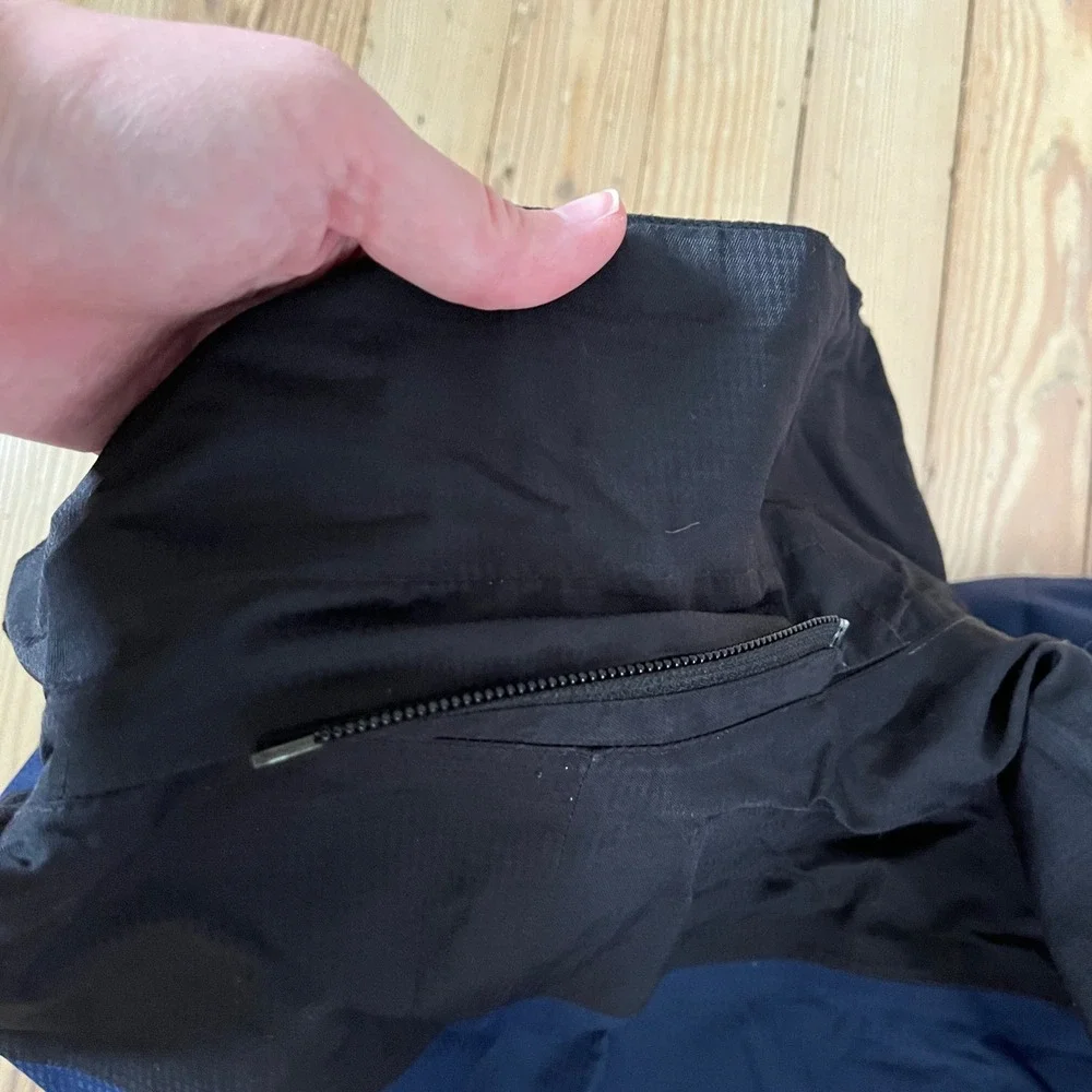 The North Face HyVent Rain Jacket Mens Large Navy Black Colorblock Pit Zip Shell